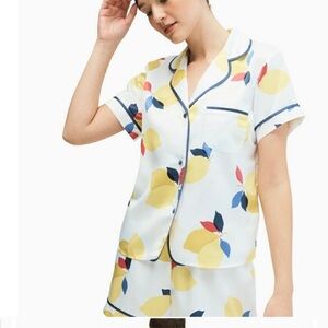 Kate Spade White Pajama Set with Lemon Print